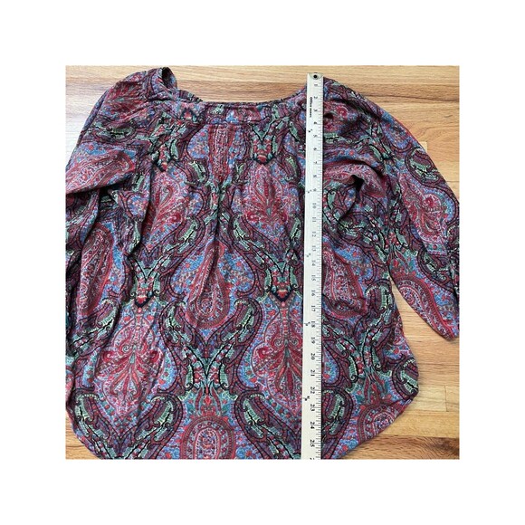 Lauren Ralph Lauren Women's Top Blouse Peasant Boho 2X Red Floral Paisley Print - Picture 3 of 9